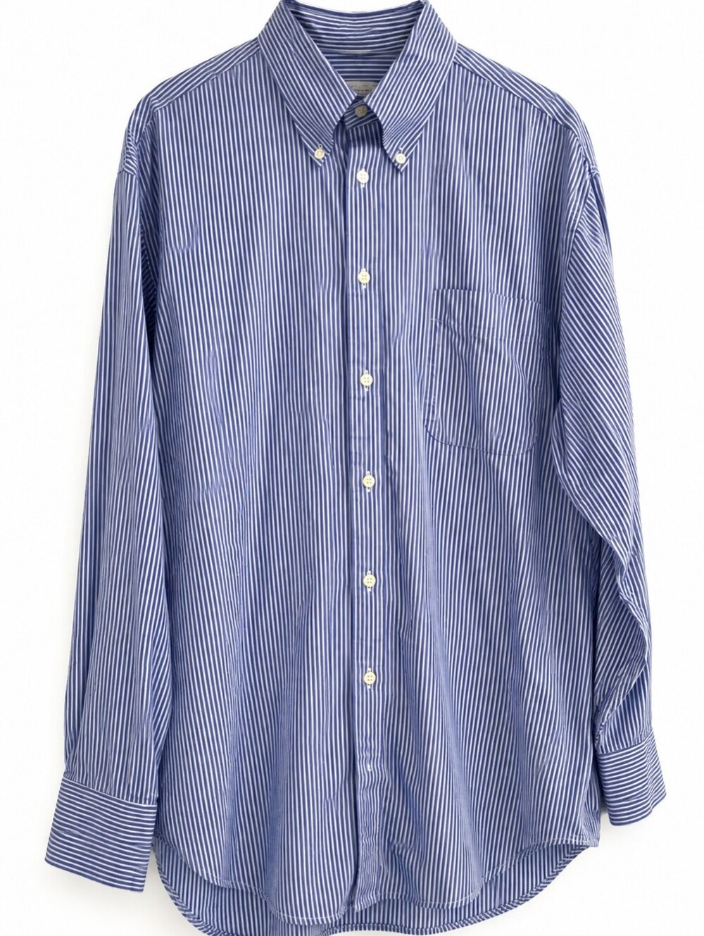 Nautica Men's Navy and White Pinstripe Button-Down Dress Shirt